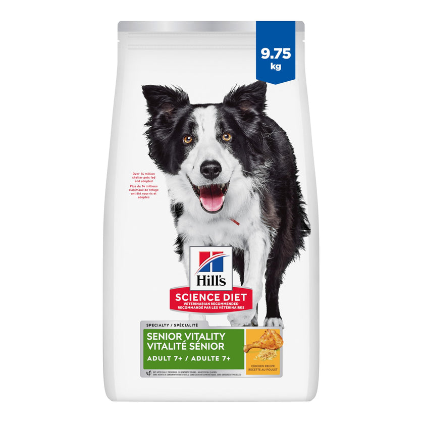 Hill's Science Diet Senior 7+ Senior Vitality Chicken & Rice Recipe Dry Dog Food 9.8 kg Bag 🍁 All In One Marketplace Canada