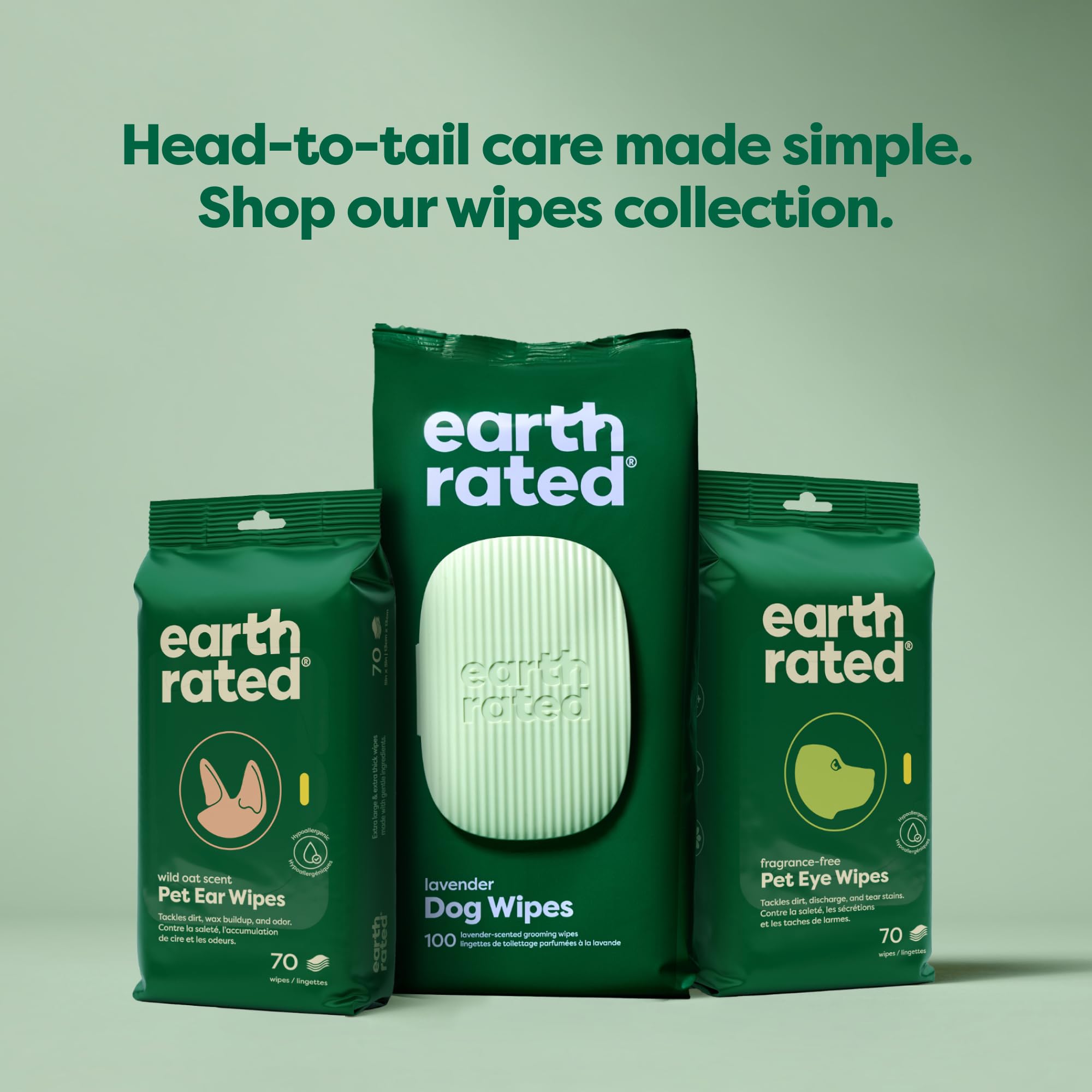 Earth Rated (A Canadian Company) Pet Wipes for Dogs and Cats, Hypoallergenic, Cleaning and Hydrating, for Grooming Paws, Body and Butt, Unscented, 400 Count 🍁 All In One Marketplace Canada