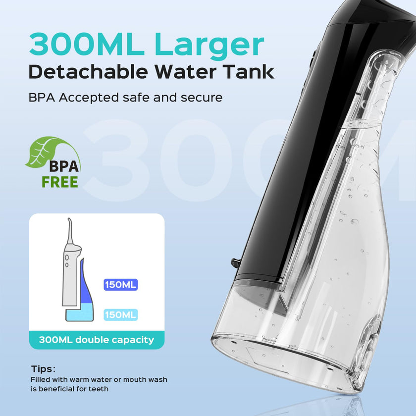 COSLUS Water Teeth Flosser C20 (F5020E): 300ML Cordless Electric Water Tooth Flossing Rechargeable IPX7 Waterproof Portable Travel Flossers Set for Teeth 🍁 All In One Marketplace Canada