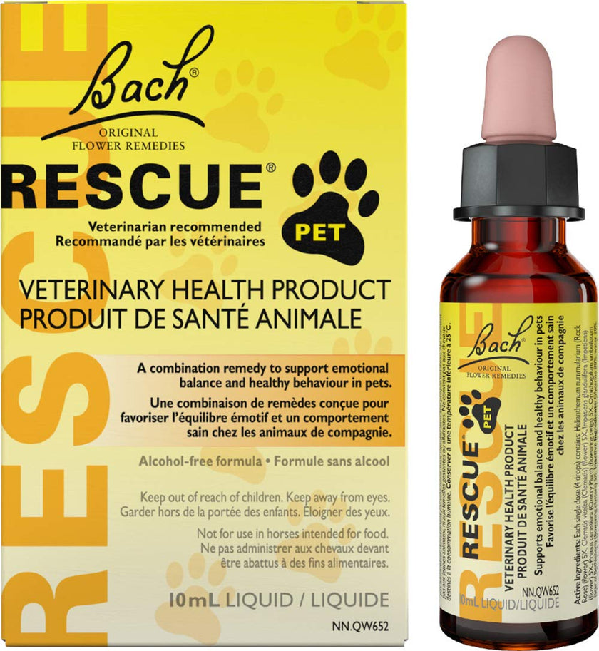 Bach RESCUE PET Dropper 10mL, For Dogs, Cats, and Pet Horses, Natural Flower Essence, Thunder, Fireworks and Travel 🍁 All In One Marketplace Canada