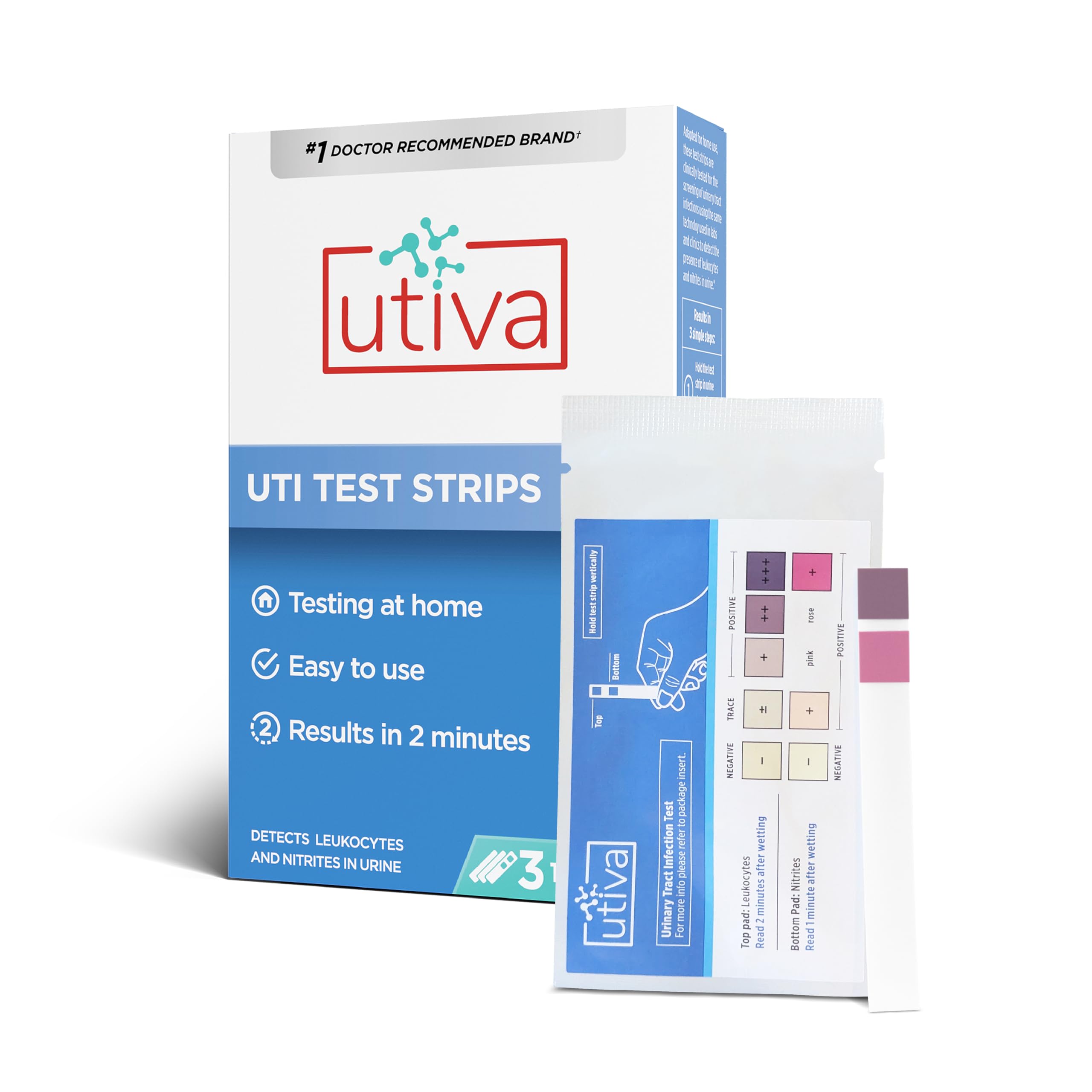 Utiva UTI Test Strips – Home Test Kit for Urinary Tract Infection – Clinically Accurate Results in 2 Minutes – Urine Testing Strips for Women and Men, 3 Individual At Home UTI Tests 🍁 All In One Marketplace Canada