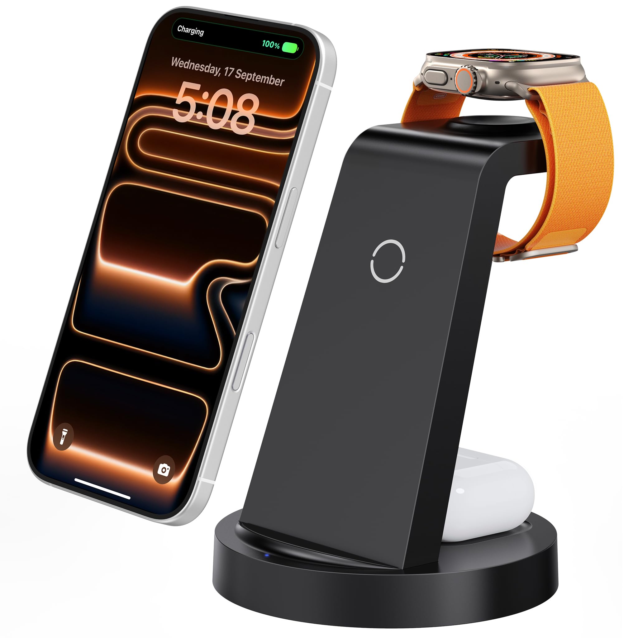 Anlmz 3 in 1 Charging Station for iPhone, Wireless Charger for iPhone 17 16e 16 15 14 13 12 11 X Pro Max & Apple Watch - Wireless Charging Station for AirPods 4 3 Pro 🍁 All In One Marketplace Canada