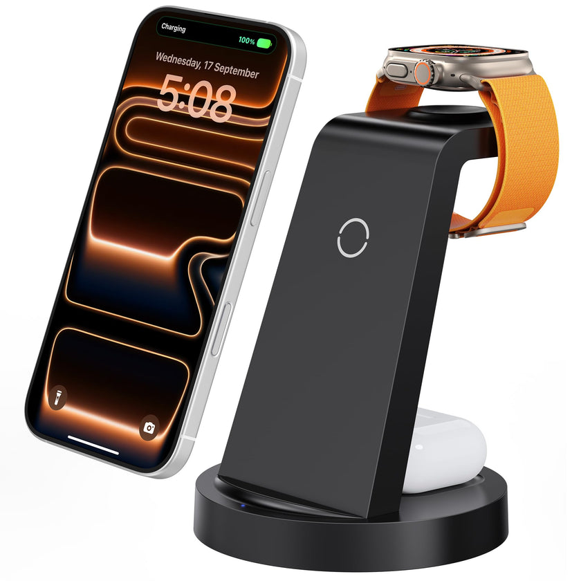 Anlmz 3 in 1 Charging Station for iPhone, Wireless Charger for iPhone 17 16e 16 15 14 13 12 11 X Pro Max & Apple Watch - Wireless Charging Station for AirPods 4 3 Pro 🍁 All In One Marketplace Canada