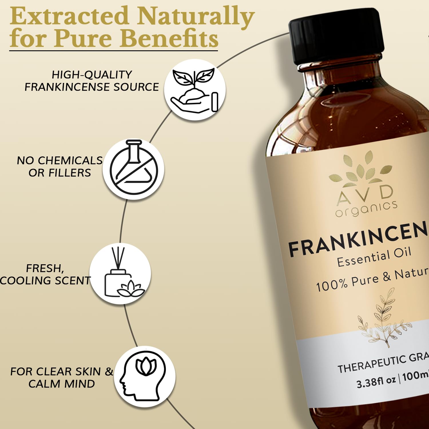 AVD Organics Frankincense Essential Oil 100ml | 100% Pure & Natural Frankincense Oil for Face, Hair | Woody & Earthy Aroma for Diffusers, Soaps & Candles | 3.38 fl. oz 🍁 All In One Marketplace Canada