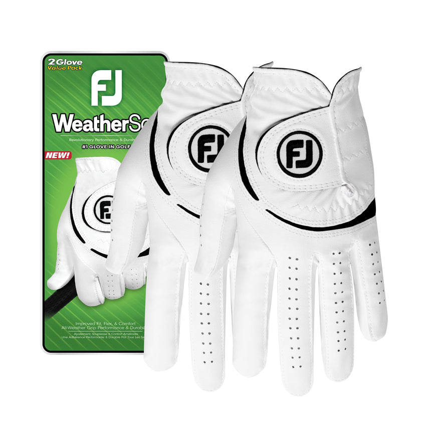 FootJoy Men's WeatherSof 2-Pack Golf Glove, White, Medium, Worn on Right Hand 🍁 All In One Marketplace Canada