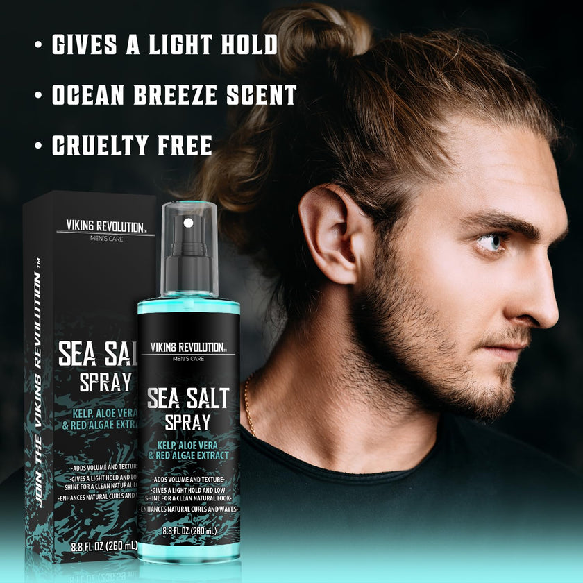 Viking Revolution - Sea Salt Spray Hair Men - 240ml - Texturizing Spray with Kelp, Aloe Vera & Red Algae Extract - Hairspray to Add Volume & Texture - Beach Hair Spray - Gifts For Men 🍁 All In One Marketplace Canada