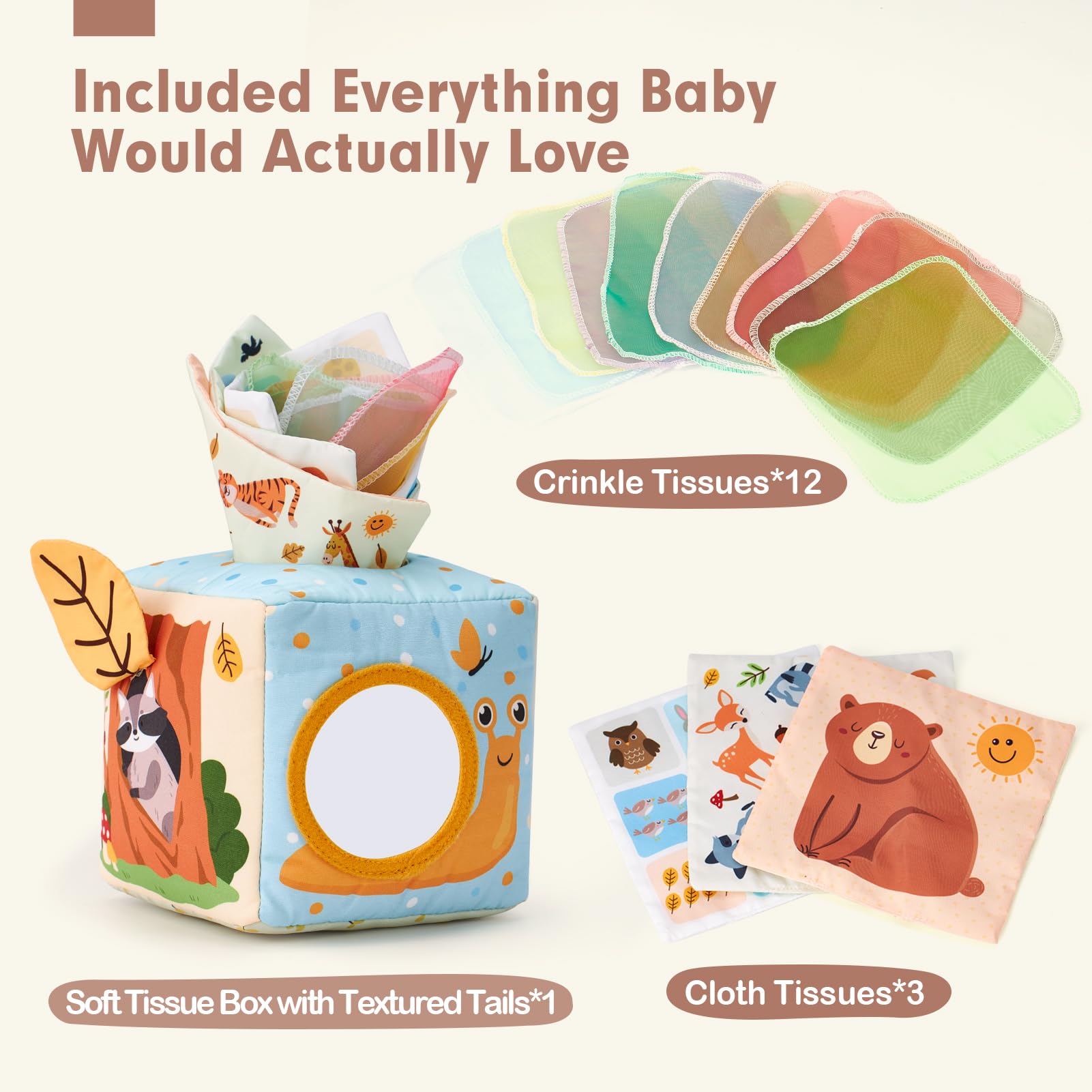 hahaland Baby Tissue Box Toy - Montessori Baby Toys 6-12 Months, Mirror Sensory Toys for Babies 12-18 Months, Boy Girl Gifts for 6M+ 🍁 All In One Marketplace Canada