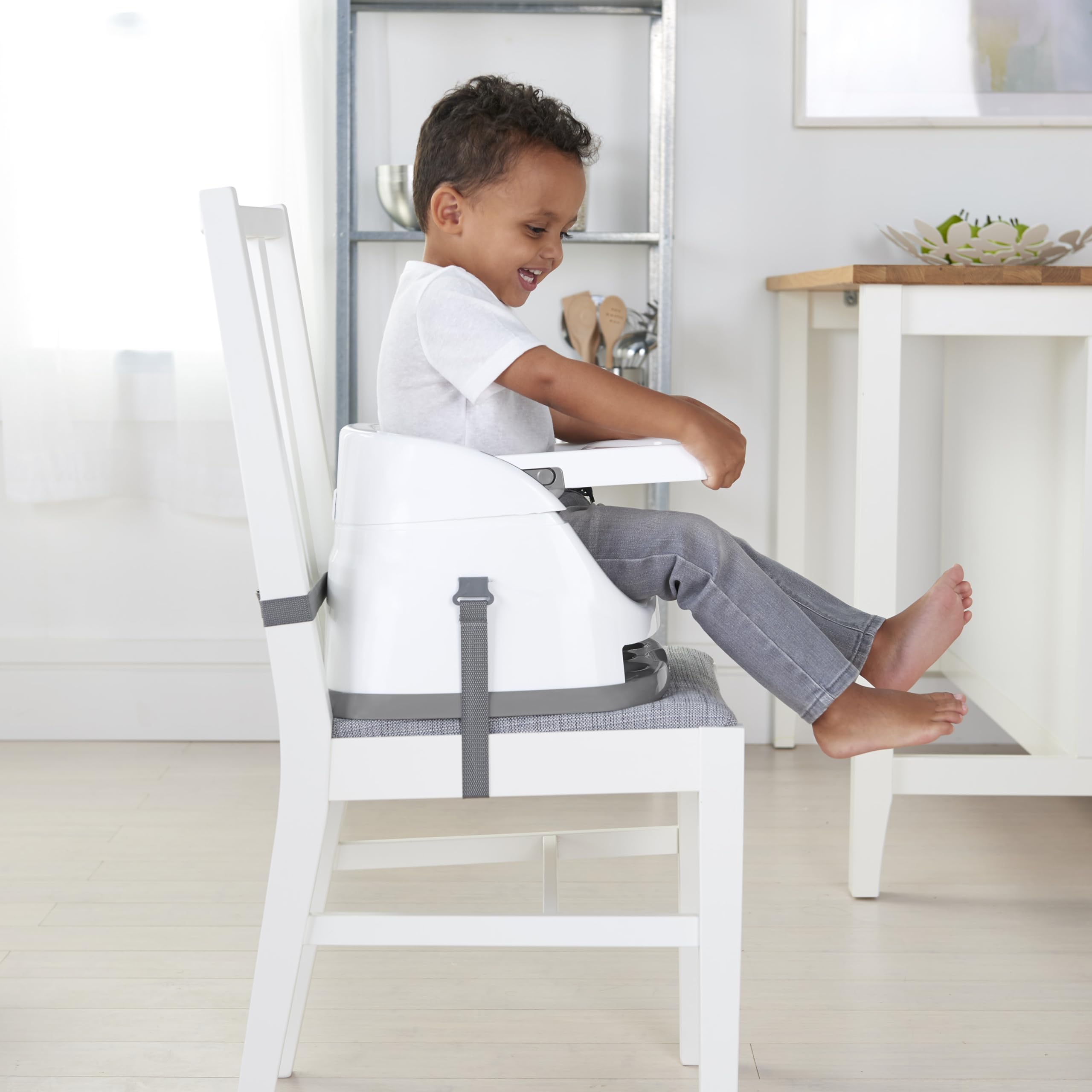 Ingenuity Baby Base 2-in-1 Booster Feeding and Floor Seat with Self-Storing Tray - Mist 🍁 All In One Marketplace Canada