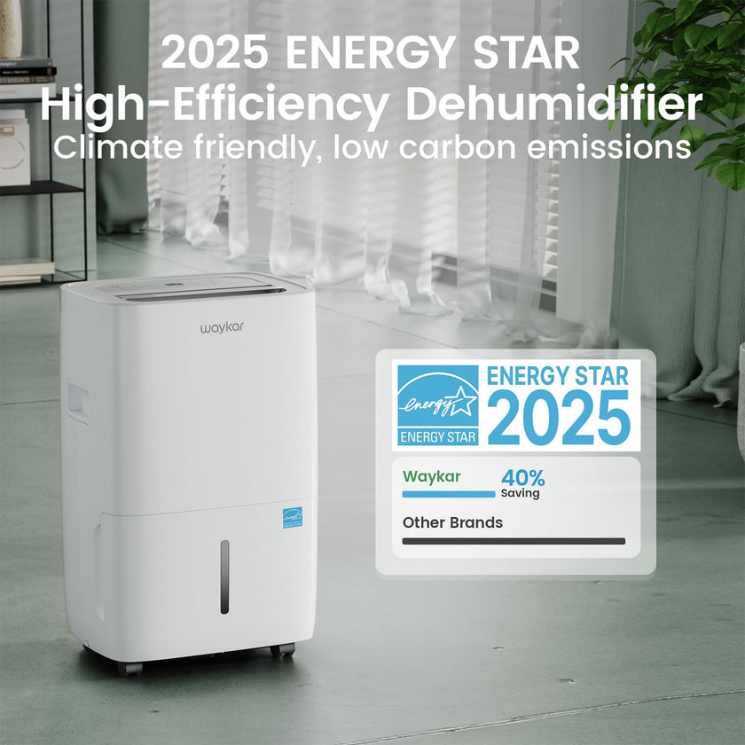 Waykar 80 Pints 2025 Energy Star Dehumidifier for Spaces up to 5,500 Sq. Ft for Basement and Home, Large Room with Drain Hose and 1.14 Gallons Water Tank 🍁 All In One Marketplace Canada