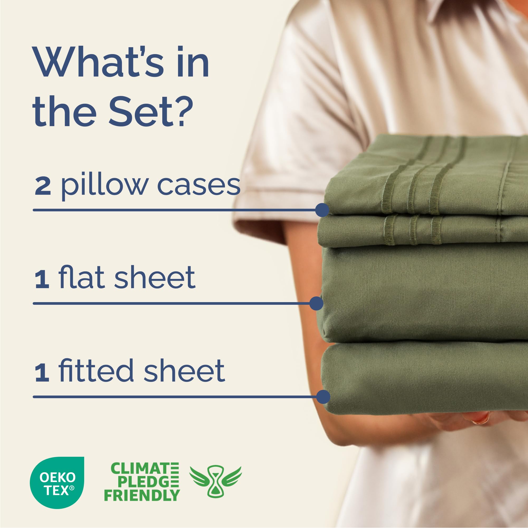 Queen Size 4 Piece Sheet Set - Comfy Breathable & Cooling Sheets - Hotel Luxury Bed Sheets for Women & Men - Deep Pockets, Easy-Fit, Soft & Wrinkle Free Sheets - Sage Green Oeko-Tex Bed Sheet Set 🍁 All In One Marketplace Canada