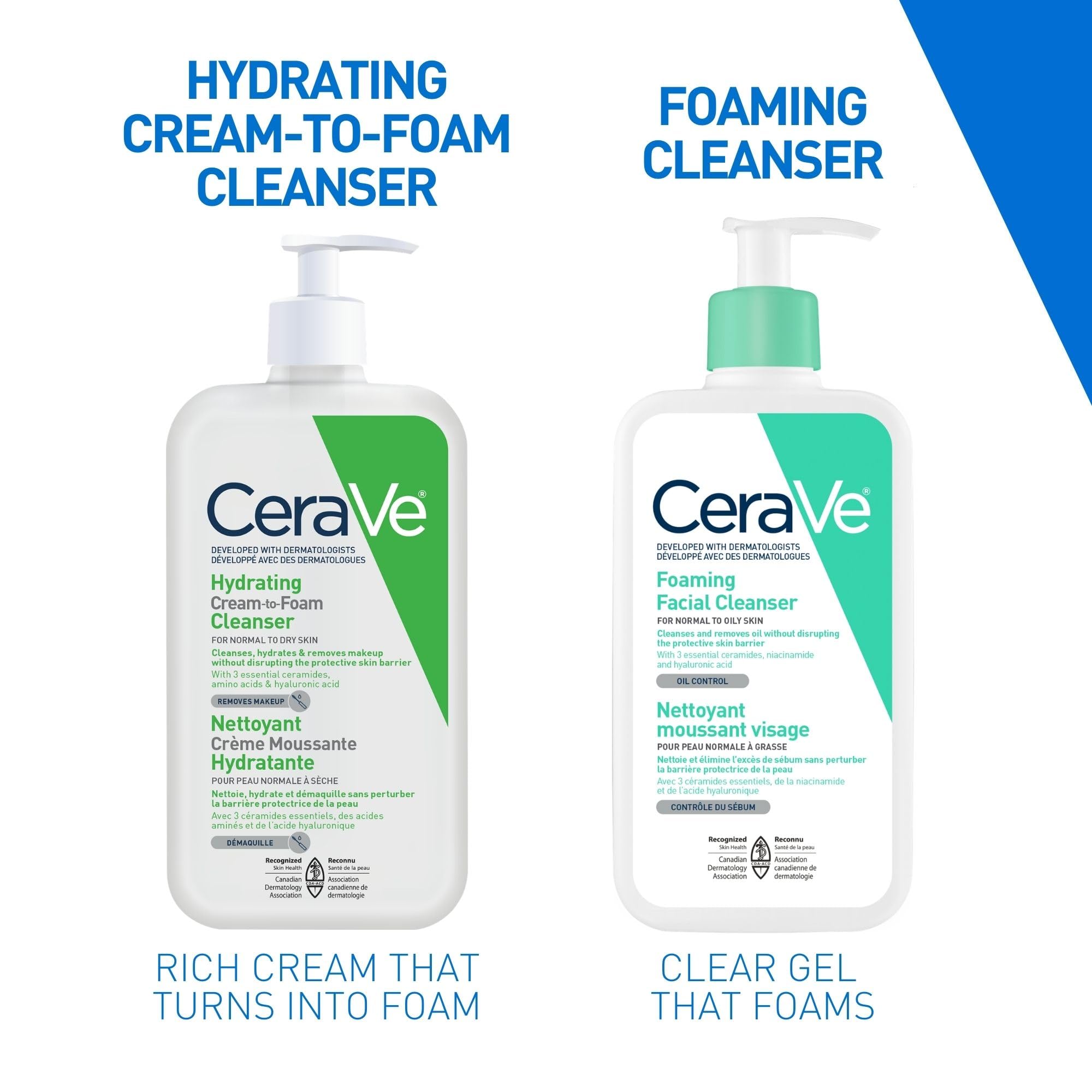 CeraVe Foaming Face Wash, Gentle Face Cleanser for Men & Women with Hyaluronic Acid, Niacinamide, Ceramides. Makeup Remover for oily skin, Fragrance-Free, Non-Comedogenic, Sensitive Skin, 473ML 🍁 All In One Marketplace Canada
