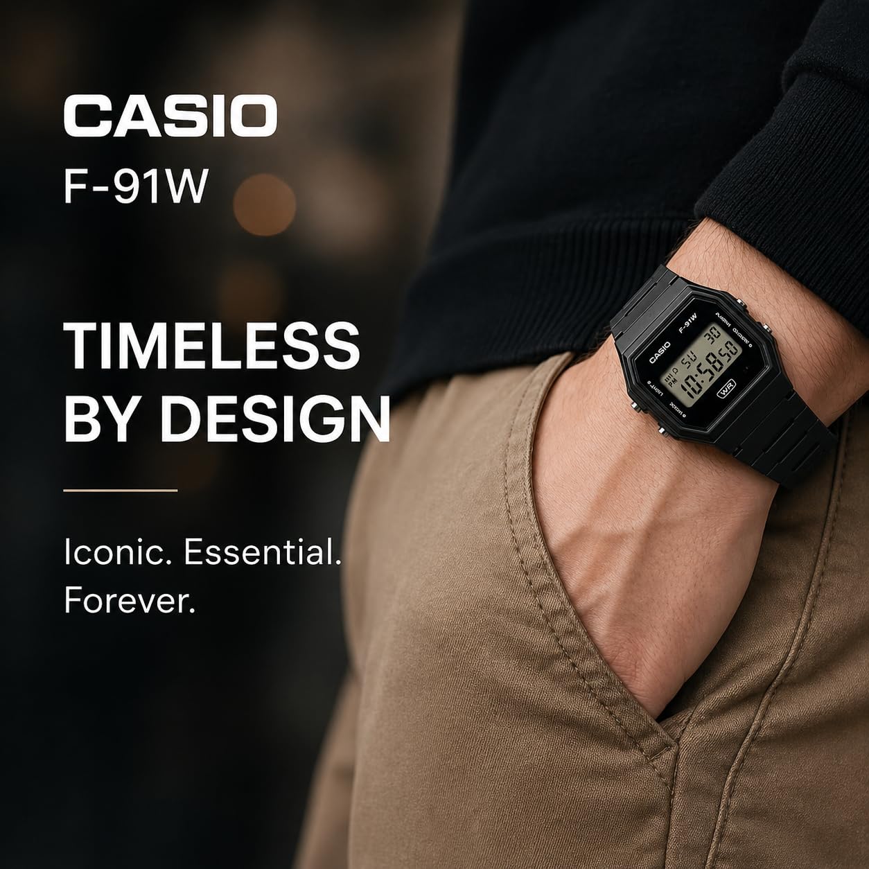 Casio F-91WB Series | Men's Digital Watch | Environmentally Friendly Bio-Based Resin | Alarm | Date Indicator | 7-Year Battery, Black 🍁 All In One Marketplace Canada