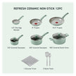 T-Fal Refresh Ceramic Nonstick 12-Piece Cookware Set, Oven Safe Up to 350ºF, Includes Stockpot, Griddle, Frying Pan, Utensils, Ceramic Cookware, Mint Green 🍁 All In One Marketplace Canada