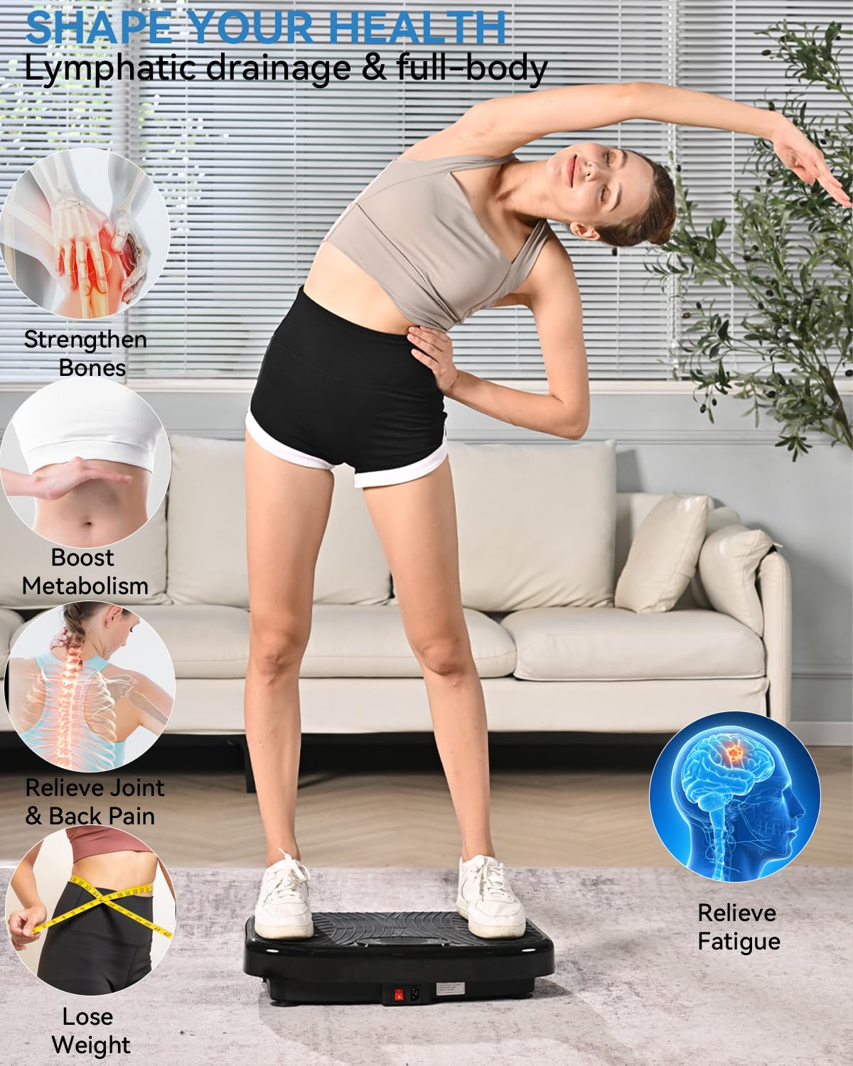 GDCOO Vibration Plate Exercise Machine, Vibrating Plate for Lymphatic Drainage, Vibrating Platform with 200 Adjustable Speeds, Fitness & Weight Loss Vibration Plate, 450 Lbs Max Capacity (Matte Black) 🍁 All In One Marketplace Canada