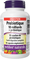 Webber Naturals Probiotic with Prebiotic, 10 Billion Active Cells, 15 Probiotic Strains, 90 Capsules, For Digestive Health, Vegan 🍁 All In One Marketplace Canada