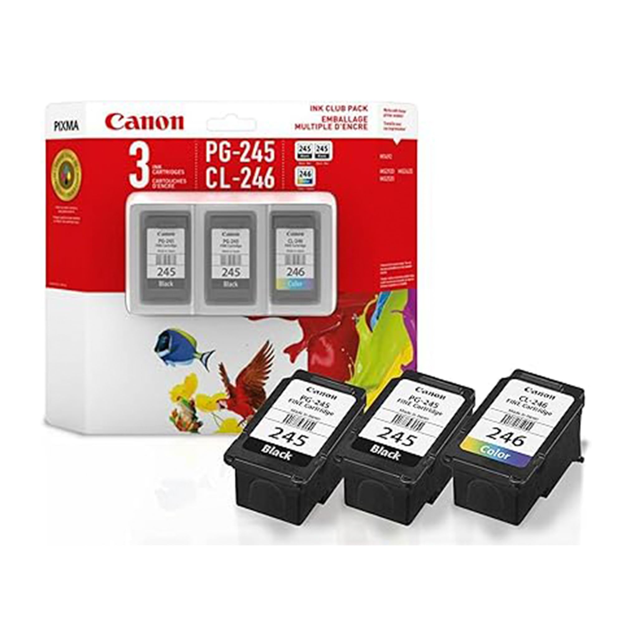 Canon Genuine Ink Cartridges PG-245 Black (2) / CL-246 Colour (1), Value Pack (3 Count), Original Canon Printer Ink for PIXMA TR4520 / TS3120 / TS3220 Series Printers 🍁 All In One Marketplace Canada