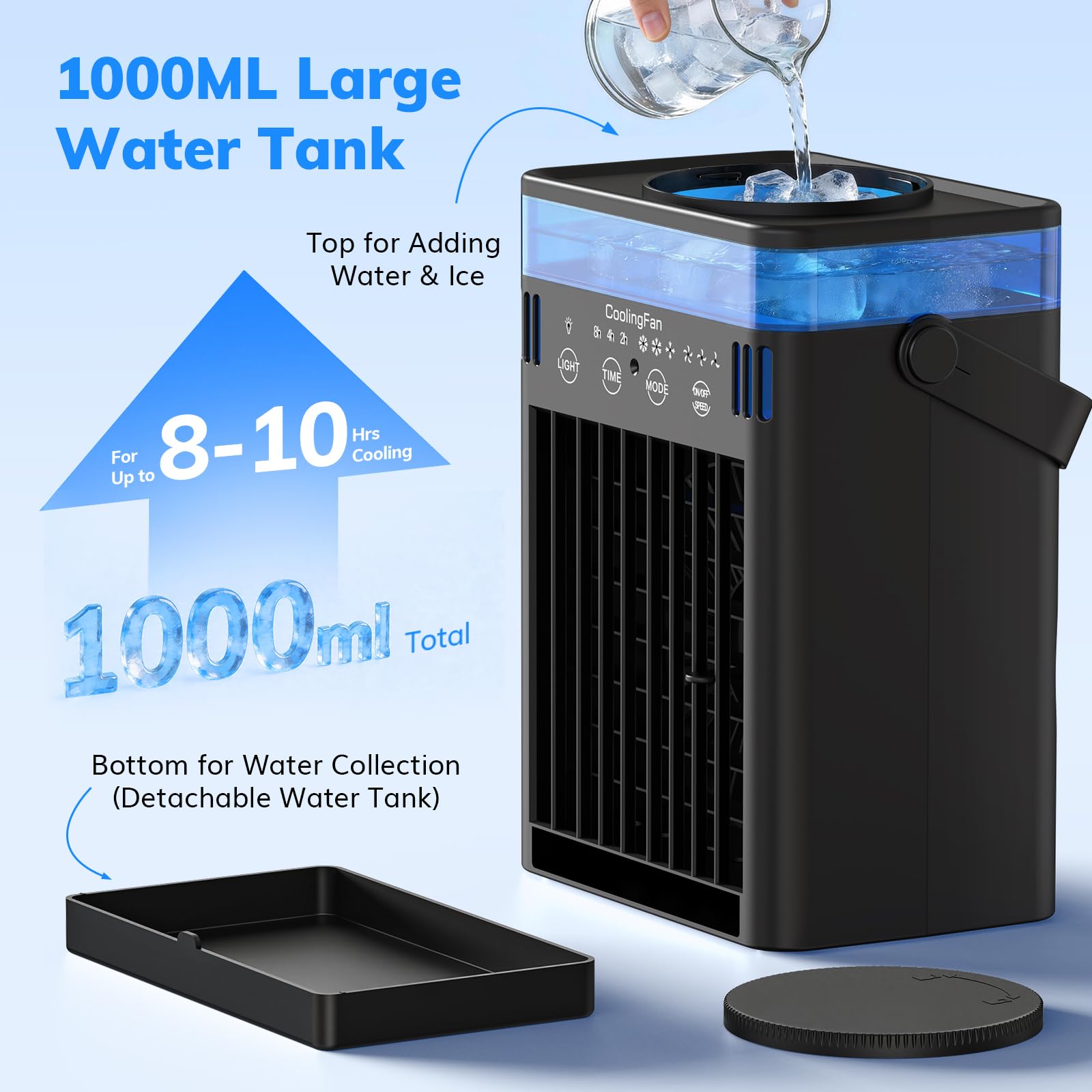 Portable Air Conditioner, Mini Air Conditioner Portable Cooling Fan with Remote Control, 3 Wind Speed & 3 Mist Level & 2-8H Timer Evaporative Air Cooler for Home Office Room, Black 🍁 All In One Marketplace Canada
