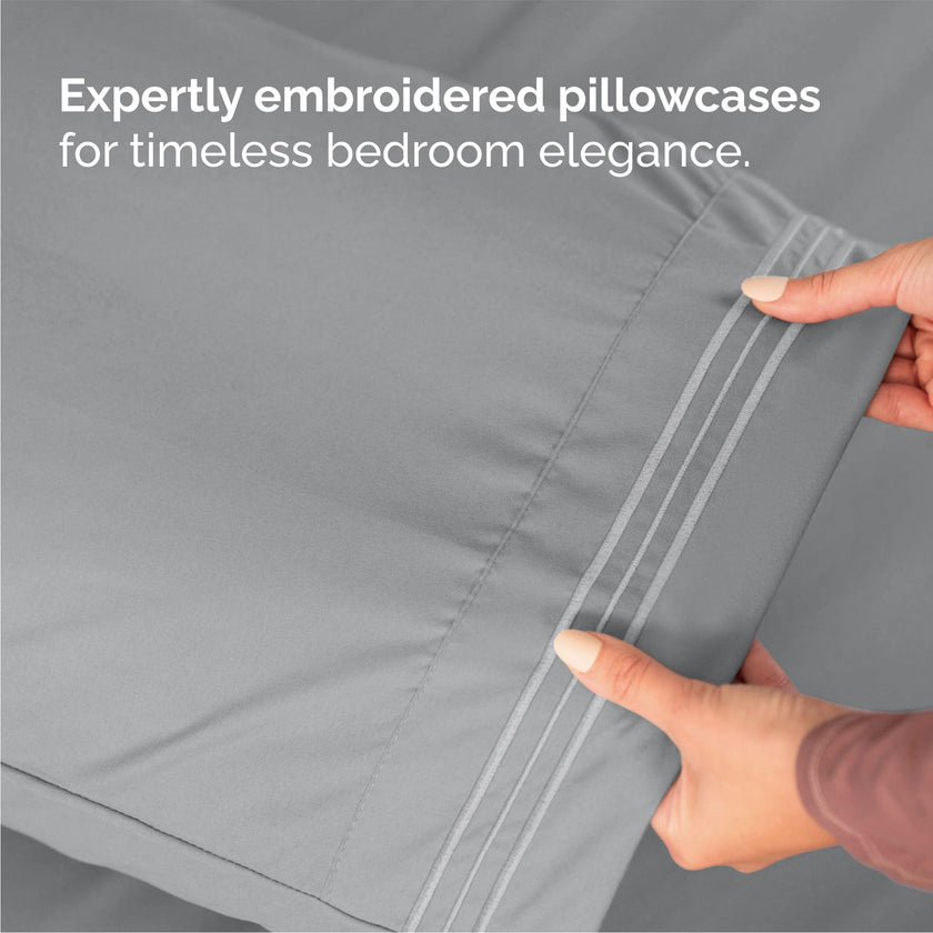 Queen Size 4 Piece Sheet Set - Comfy Breathable & Cooling Sheets - Hotel Luxury Bed Sheets for Women & Men - Deep Pockets, Easy-Fit, Soft & Wrinkle Free Sheets - Steel Blue Oeko-Tex Bed Sheet Set 🍁 All In One Marketplace Canada