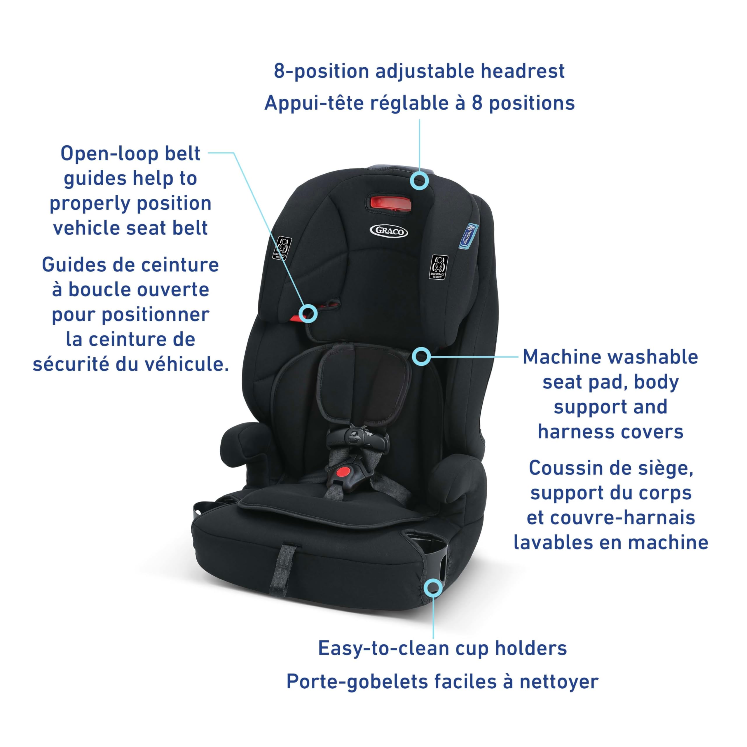 Graco Tranzitions 3-in-1 Harness Booster Seat, Toddler to Big Kid Car Seat from 10-45 kg (22-100lb), Harness/Highback/Backless Booster, Proof 🍁 All In One Marketplace Canada
