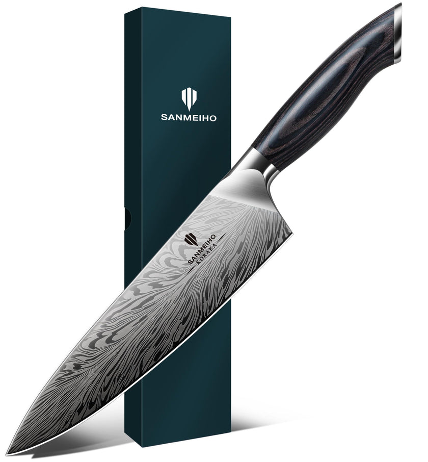 SANMEIHO Chef Knife in Powder Steel, Japanese Kitchen Knife 8 Inch, Ultra Sharp Chef's Knives, High Carbon Japanese Utility Knives for Meat Vegetable with Ergonomic Pakkawood Handle 🍁 All In One Marketplace Canada