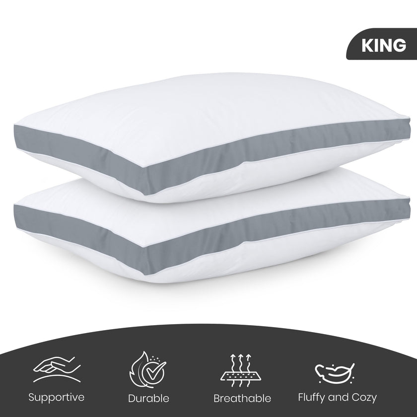 Utopia Bedding Bed Pillows for Sleeping King Size (Grey), Set of 2, Cooling Hotel Quality, Gusseted Pillow for Back, Stomach or Side Sleepers 🍁 All In One Marketplace Canada