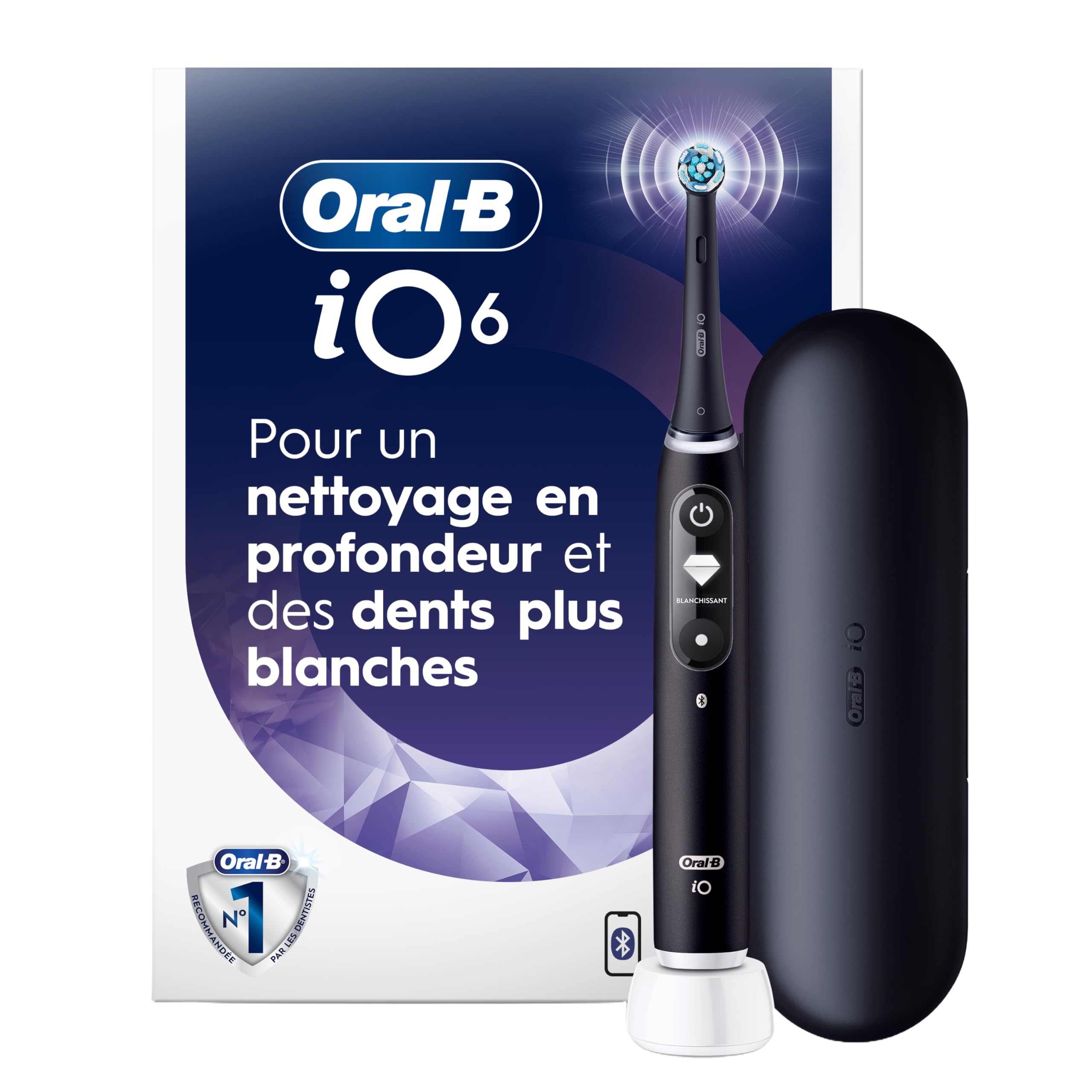 Oral-B iO6 Electric Toothbrush, for a Deep Clean and Whiter Teeth, Black Lava, Rechargeable Electric Toothbrushes, iO Series 6 with 1 Power Toothbrush, 1 Brush Head, and 1 Travel Case 🍁 All In One Marketplace Canada