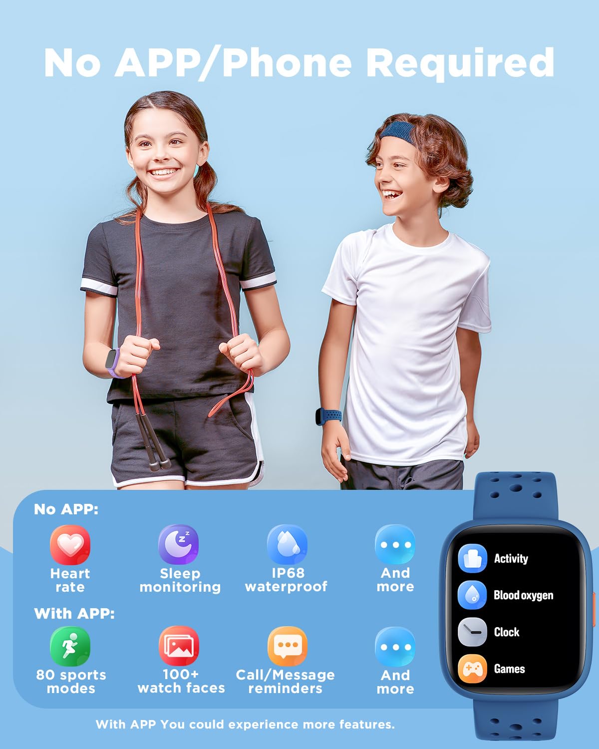 BIGGERFIVE Smart Watch for Kids, 1.8