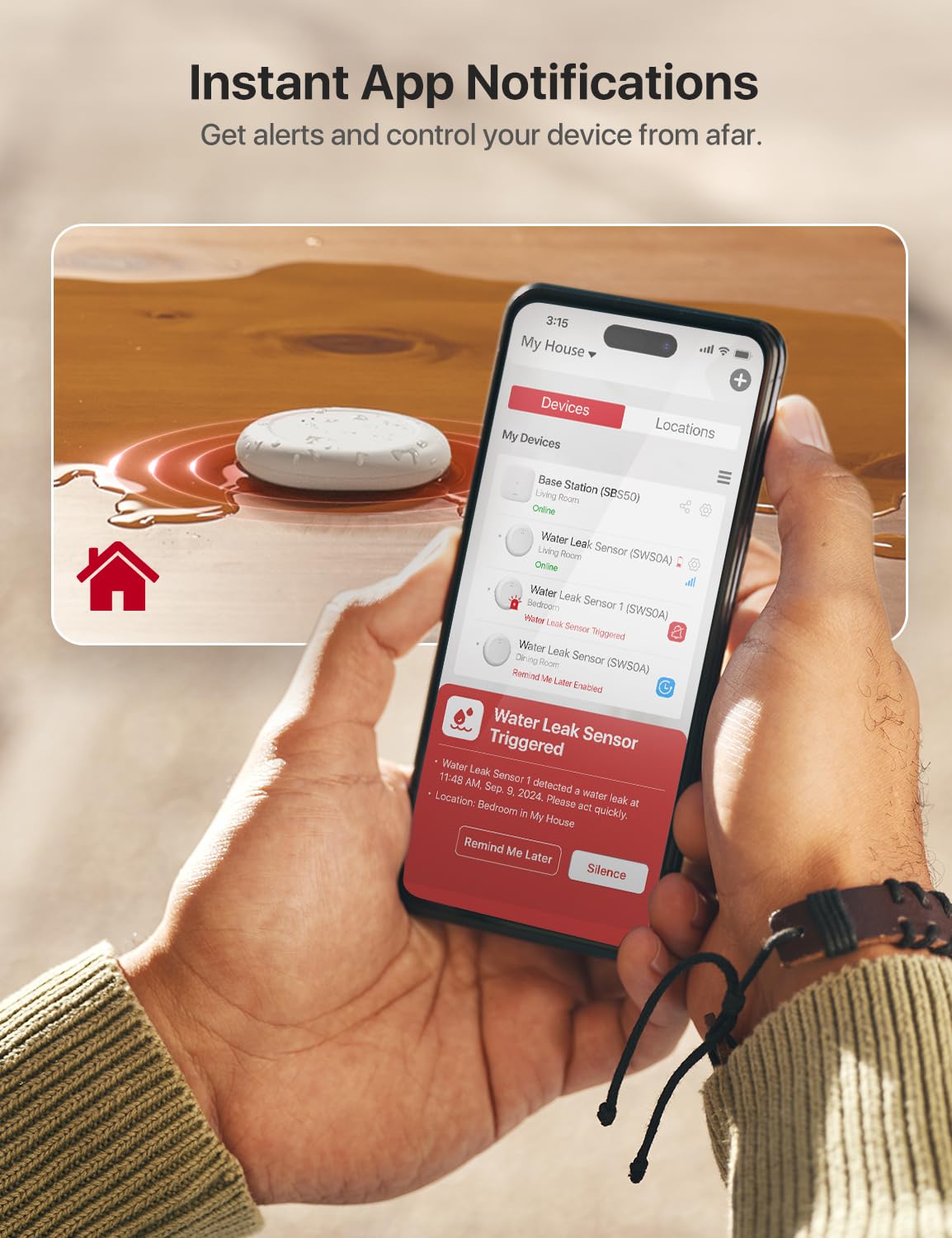 X-Sense Wi-Fi Water Leak Detector Kit, Smart Water Sensor Alarm with App Alerts and Ultra-Slim Design, Water Alarm Leak Detector for Basements, 4 Water Sensors and 1 Base Station, Model SWS0A41 🍁 All In One Marketplace Canada