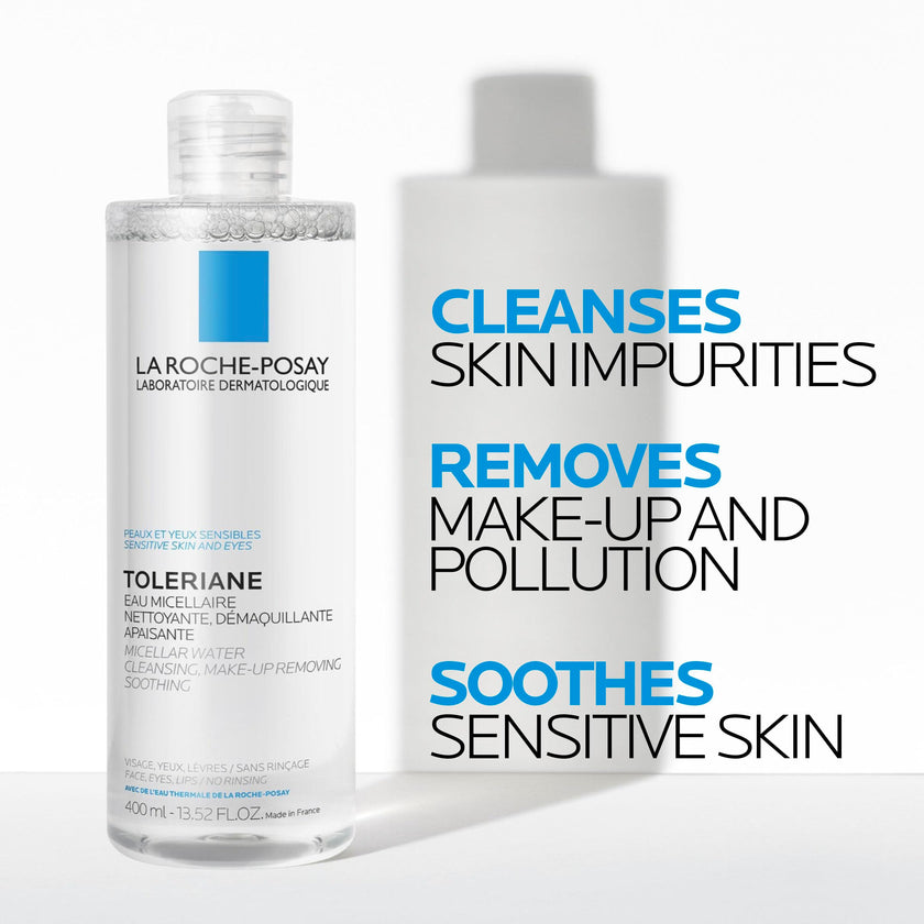 La Roche Posay Toleriane Micellar Water for Ultra Sensitive Skin, Cleanses and Removes Makeup, formulated with Glycerin & Thermal Spring Water, Hypoallergenic, Recommended by Dermatologists, 400ml 🍁 All In One Marketplace Canada