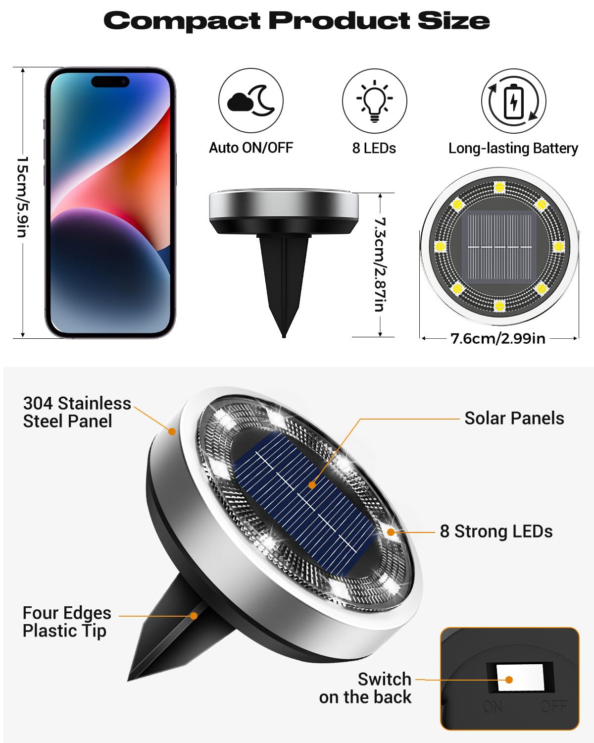 btfarm Solar Ground Lights, 10 Pack 8LED Solar Lights Outdoor Waterproof Garden, Pathway Lights Solar Powered in-Ground Lights, Disk Lights Landscape Lighting for Lawn Patio Yard Driveway, Warm White 🍁 All In One Marketplace Canada