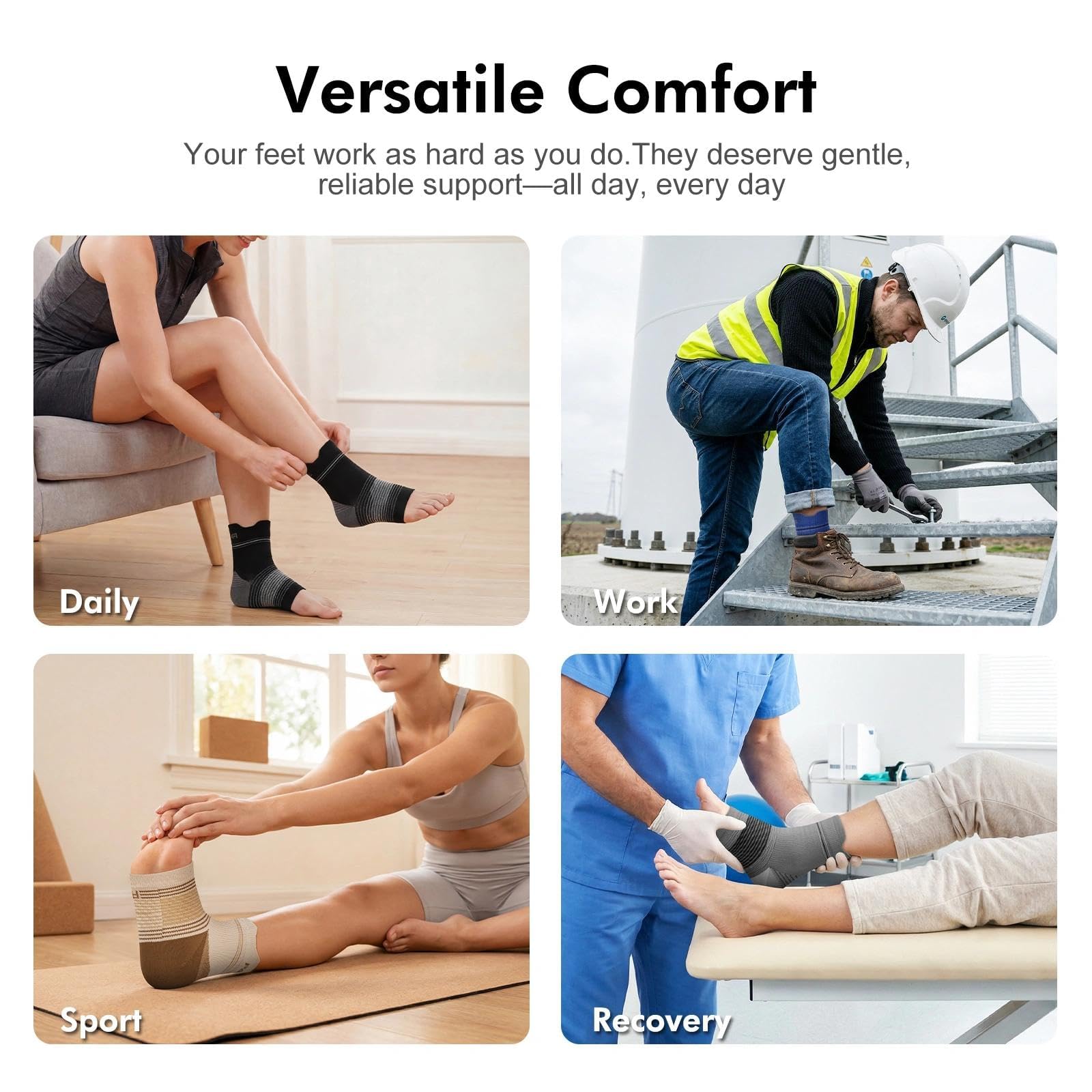 Plantar Fasciitis Sock (6 Pairs) for Men and Women, Ankle Brace Compression Socks with Arch Support for Achilles Tendonitis, Heel Pain, Swelling & Arthritis Relief, Black, Large 🍁 All In One Marketplace Canada