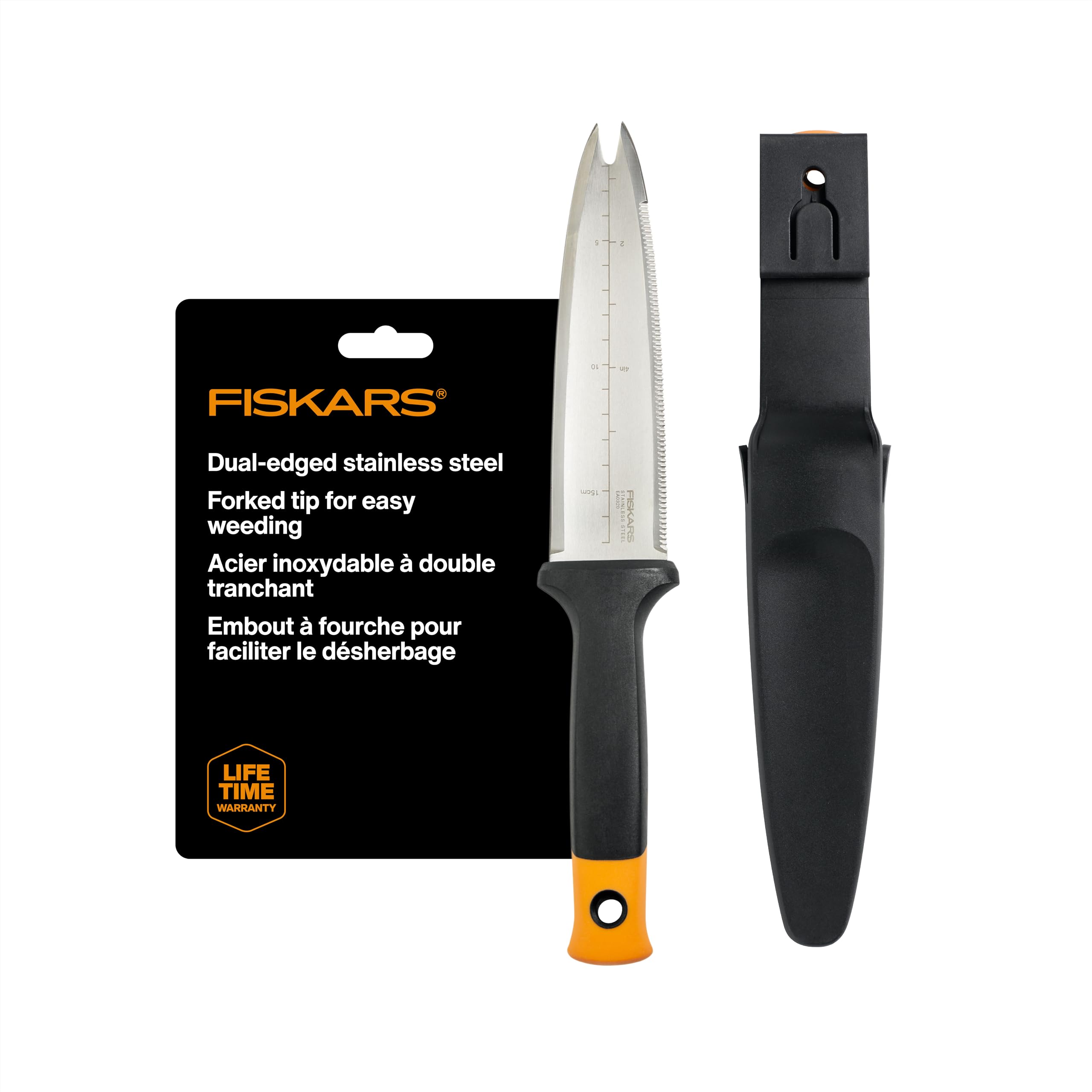Fiskars Hori Hori Garden Knife, Precision-Ground Serrated Blade, Forked Tip Weeding & Planting Tool,Stainless Steel Adjustable 🍁 All In One Marketplace Canada