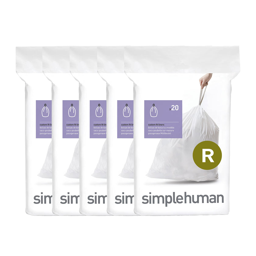 simplehuman Code R 100 Count, Dispenser Pack Custom Fit Liners, Drawstring Trash Bags, 10L / 2.6 Gallons, White 🍁 All In One Marketplace Canada