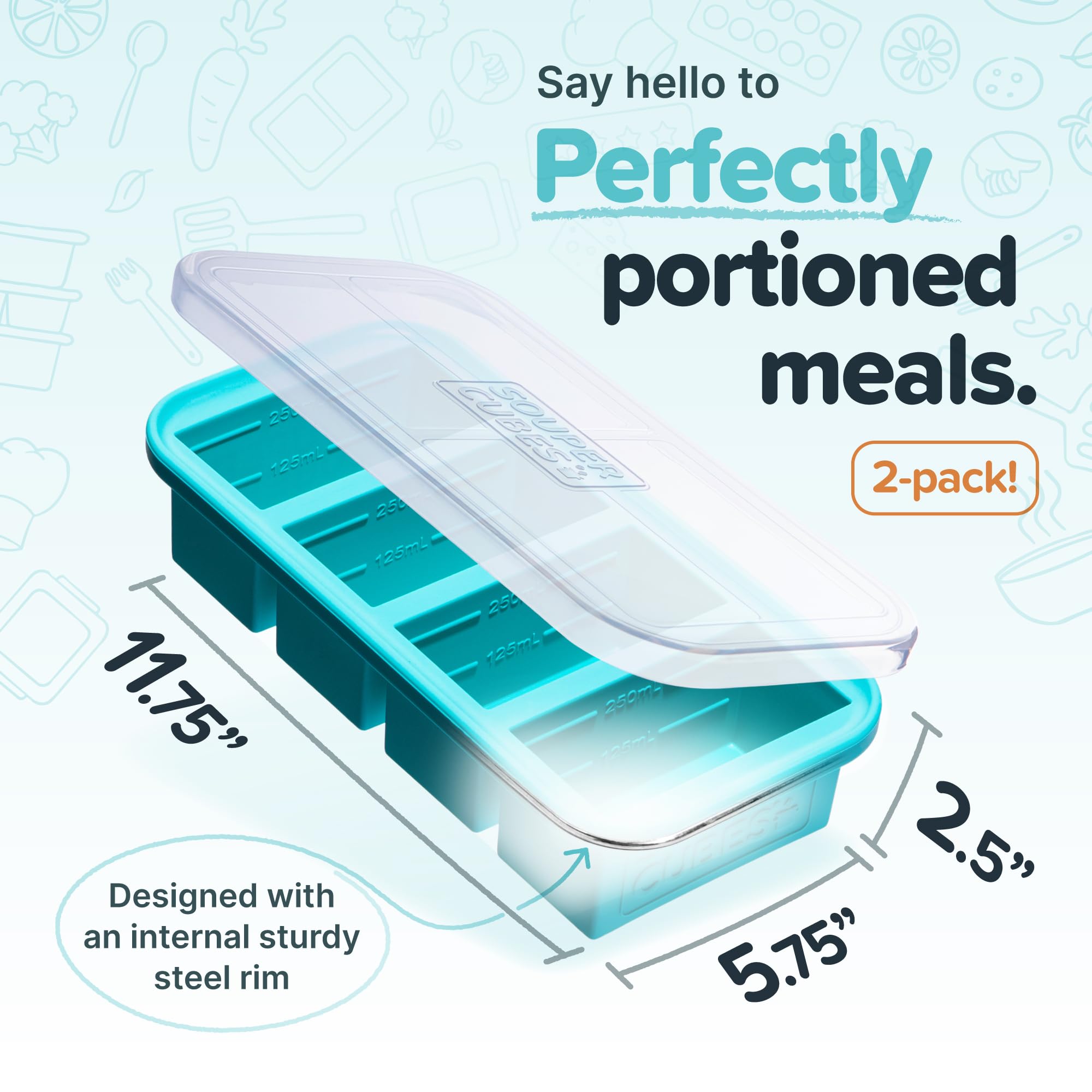 Souper Cubes 1 Cup Silicone Freezer Molds with Lids – Aqua - 2-Pack 🍁 All In One Marketplace Canada
