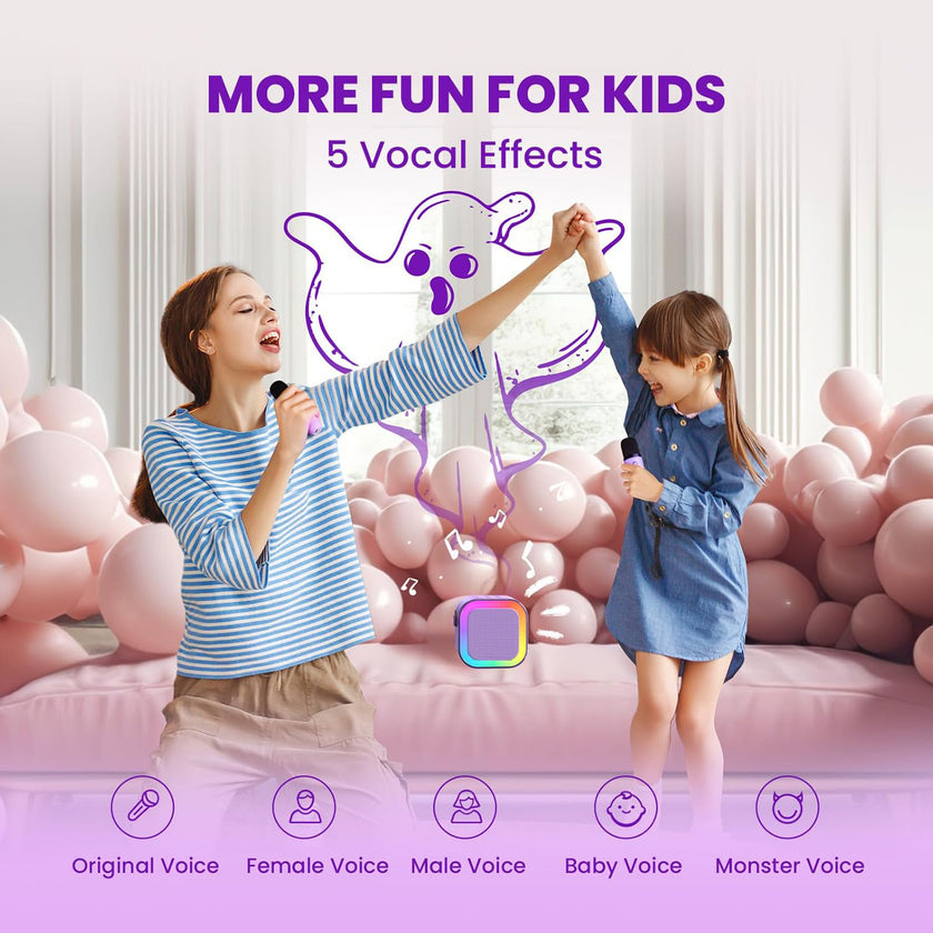 IROO Mini Karaoke Machine for Kids, 2026 TOP Kids Toys Birthday Gifts Ideas for Girls Boys Ages 3-12+ Years Old, Portable Bluetooth Speaker with 2 Wireless Mics, Noisemaker Toys for Party(Purple) 🍁 All In One Marketplace Canada