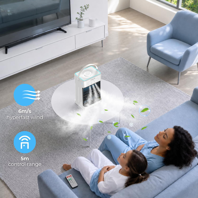 Portable Air Conditioner, 3 Speeds, 3 Mist Settings, 1100ml XL Water Tank, 2~8h Timer, Air Conditioner Portable, Climatiseur Portatif, Personal Small Mini Air Conditioner Cooling Fan for Room Bedroom 🍁 All In One Marketplace Canada