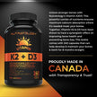 Nutratology® Vitamin K2 + D3 | Canadian-Made | Highest Potency 120MCG/1000 IU - 240 Capsules - Helps Maintain Bone & Teeth Health - Formulated With MK-7 For Best Results - Immune System Support. 🍁 All In One Marketplace Canada