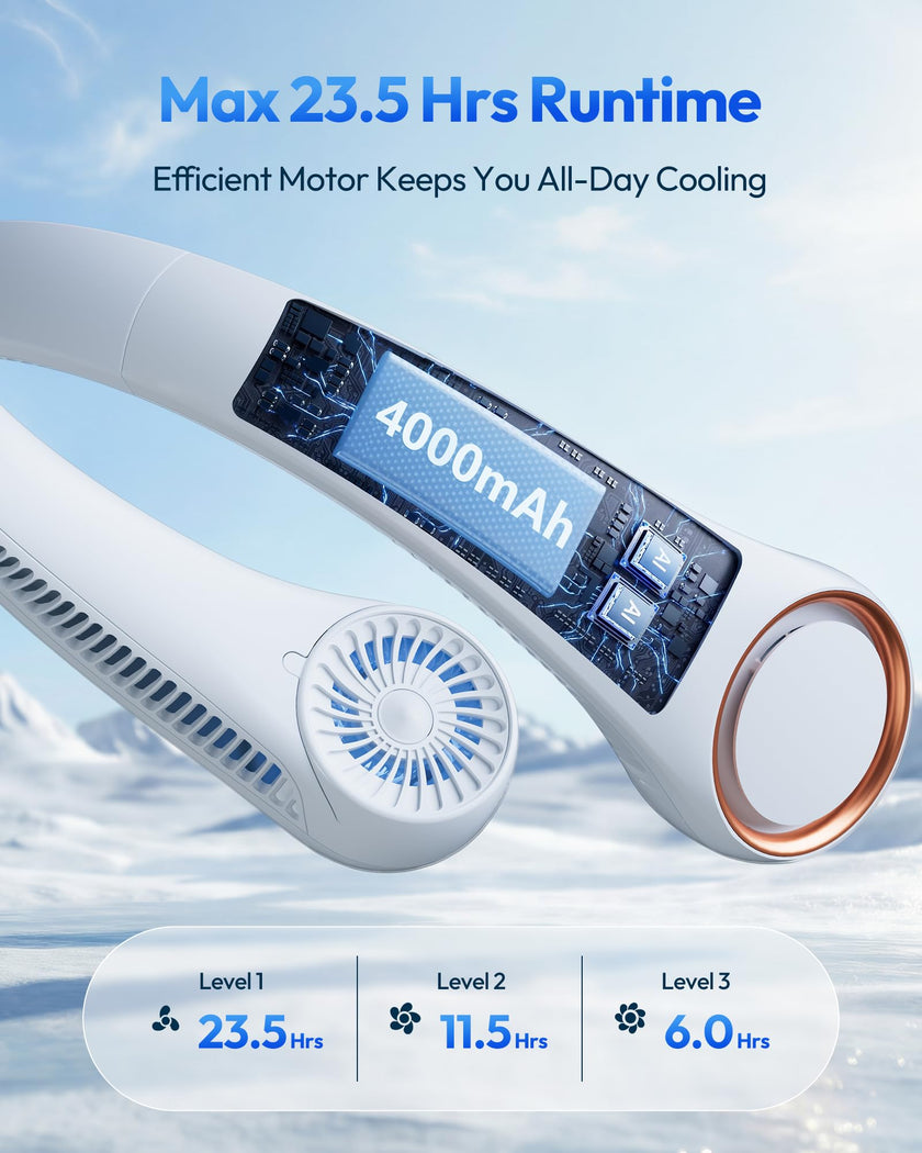 Gaiatop Portable Neck Fan Rechargeable, Hands-Free Cooling, 23.5hrs Runtime, Battery Powered Personal Fan Ventilateur de Cou, Summer Outdoor Travel Essentials, Birthday Gifts for Women Men Dad 🍁 All In One Marketplace Canada