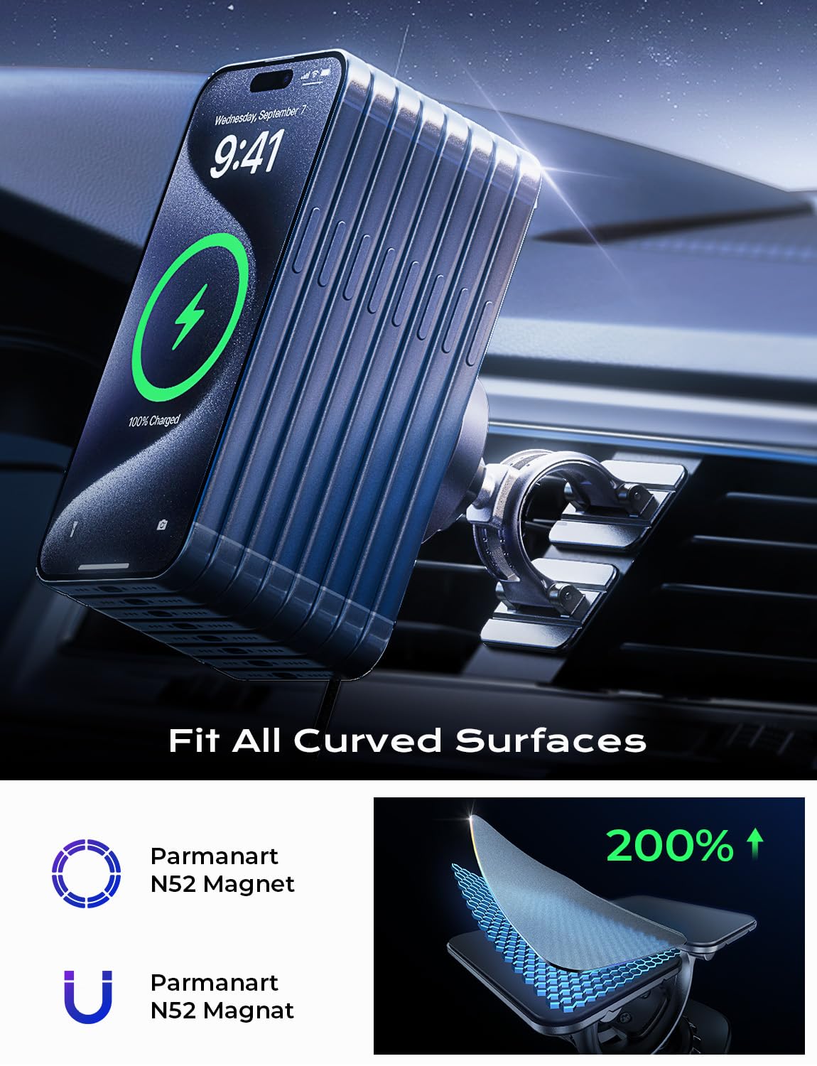 LISEN 15W for MagSafe Car Mount Charger【24 Strongest Magnets】 Phone Holder Car Magnetic Wireless Charger【360°】 Vent & Dashboard MagSafe Car Accessories for Mom for iPhone 17 Pro 16 15 14 13 🍁 All In One Marketplace Canada