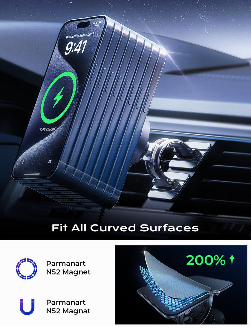 LISEN 15W for MagSafe Car Mount Charger【24 Strongest Magnets】 Phone Holder Car Magnetic Wireless Charger【360°】 Vent & Dashboard MagSafe Car Accessories for Mom for iPhone 17 Pro 16 15 14 13 🍁 All In One Marketplace Canada