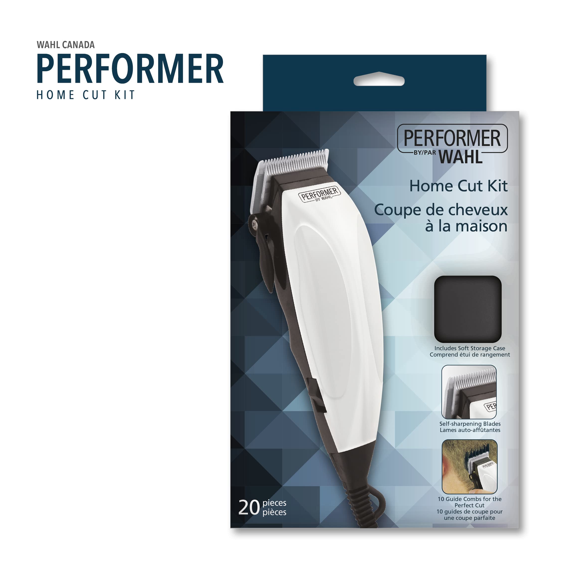 Wahl Canada Performer Haircutting Kit, Quality Economy Clipper Complete with Accessories, Powerful, Quiet Motor, Self-Sharpening Precision Ground Blades, Hair Clipper, At Home Haircutting Kit - Model 3160 🍁 All In One Marketplace Canada