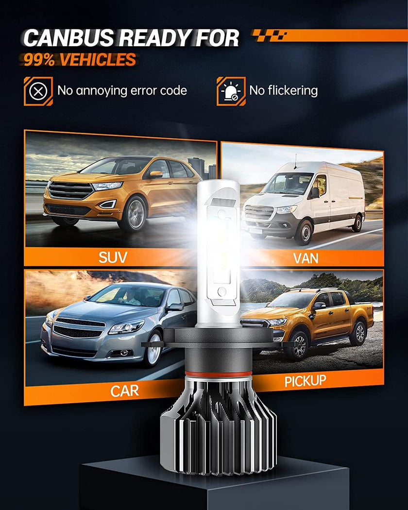 SEALIGHT H4/9003/HB2 LED Headlight Bulbs 50000 Lumens 800% Brightness, X1 Dual High/Low Beam LED Headlights Conversion Kit, 6000K Xenon White, H4 Halogen Replacement, IP67 Waterproof, Pack of 2 🍁 All In One Marketplace Canada
