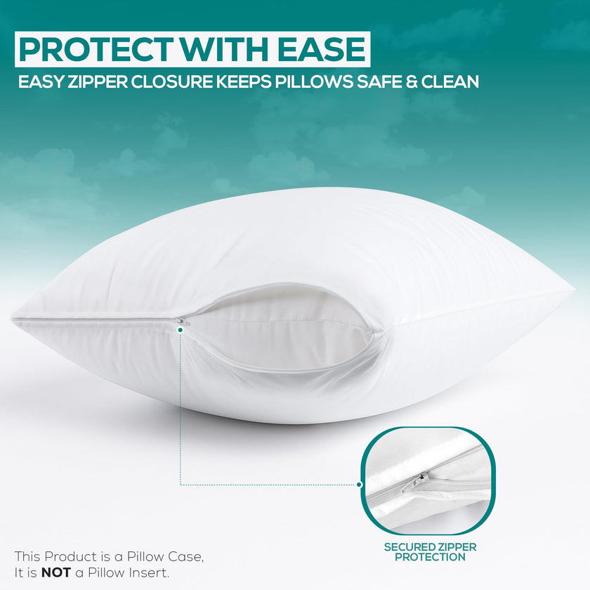 Utopia Bedding Waterproof Pillow Protectors Zippered Queen Size (2 Pack, White), Zippered Pillowcases, Bed Bug Proof Pillow Encasement Covers 20 x 28 Inches 🍁 All In One Marketplace Canada