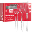 Gusto [360 Combo Pack] Heavy Duty Clear Silverware, Heavyweight Utensils - 180 Forks, 120 Spoons and 60 Knives Cutlery, Reusable, Perfect for Wedding, Parties and Events - Formerly Comfy Package 🍁 All In One Marketplace Canada