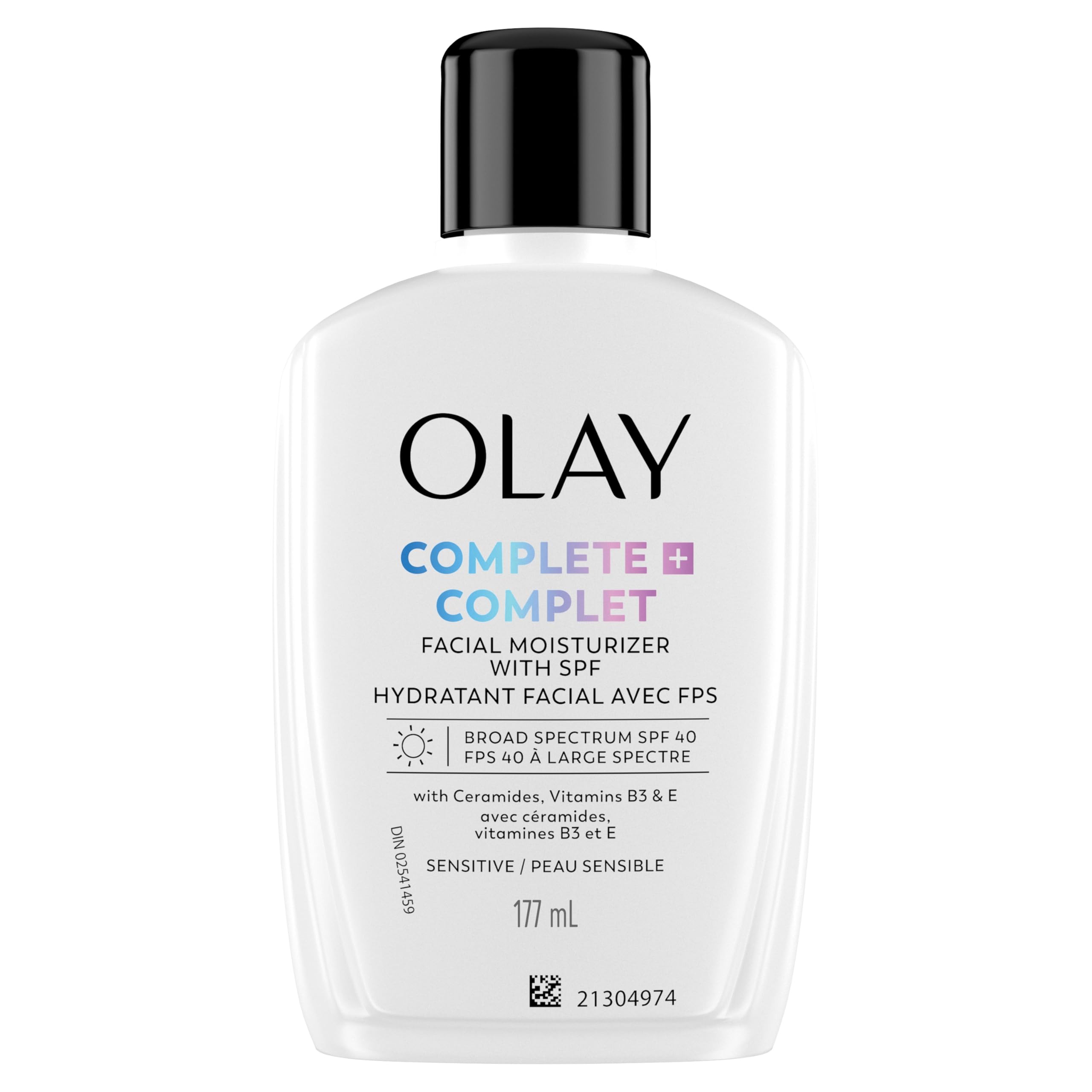 Olay Complete+ Face Moisturizer with Sunscreen SPF 40, For Sensitive Skin, Broad Spectrum Sun Protection, Fragrence-Free - No White Cast on All Tones, Nourishes Moisture Barrier - Ceramides, 177 mL 🍁 All In One Marketplace Canada