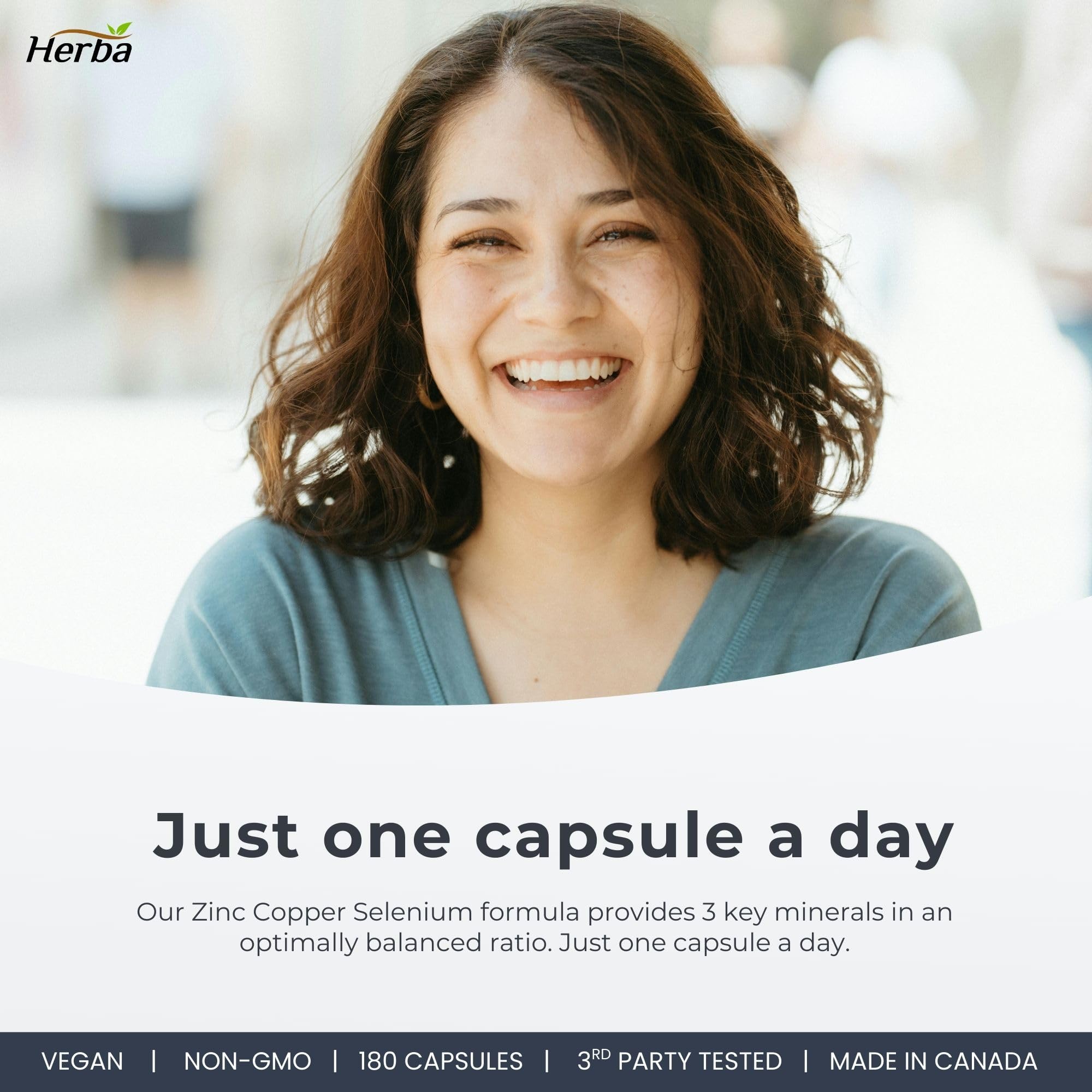 Herba Zinc Picolinate 25mg with Copper and Selenium - 180 Capsules | 3 in 1 Mineral Supplement | Selenium Zinc Copper Supplement | 6 Months Supply | Immune Support | Made in Canada 🍁 All In One Marketplace Canada