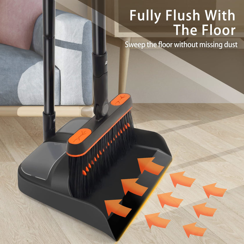 JEHONN Broom and Dustpan Set for Home, Long Handle Lightweight 180 Degree Rotating Broom Set Indoor, Upright Standing Dust Pan with Comb Teeth, Store Sweep Set for Room Kitchen Office Lobby 🍁 All In One Marketplace Canada