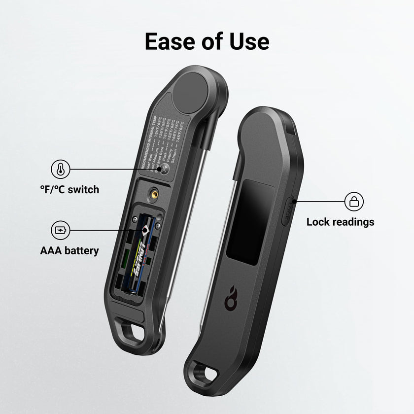 Professional Digital Meat Thermometer, 1 Sec Instant Read, ±0.5℉ Accuracy NIST&NSF Certified Food Thermometer, Auto-Rotate Bright LED Screen, Highly Waterproof Cooking Thermometer for Grill BBQ, Black 🍁 All In One Marketplace Canada