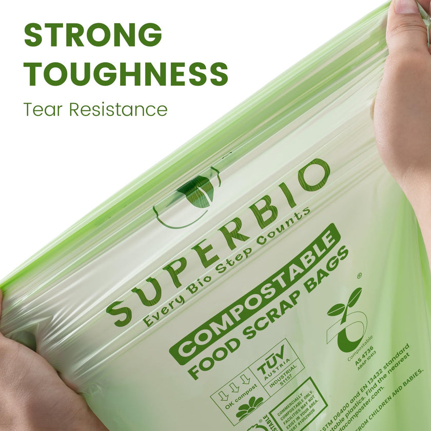 SUPERBIO Compostable Food Scrap Bags, 6L, Small Compost Bags for Counter Top Compost Bin, 50 Count, BPI & OK compost INDUSTRIAL Certified 🍁 All In One Marketplace Canada