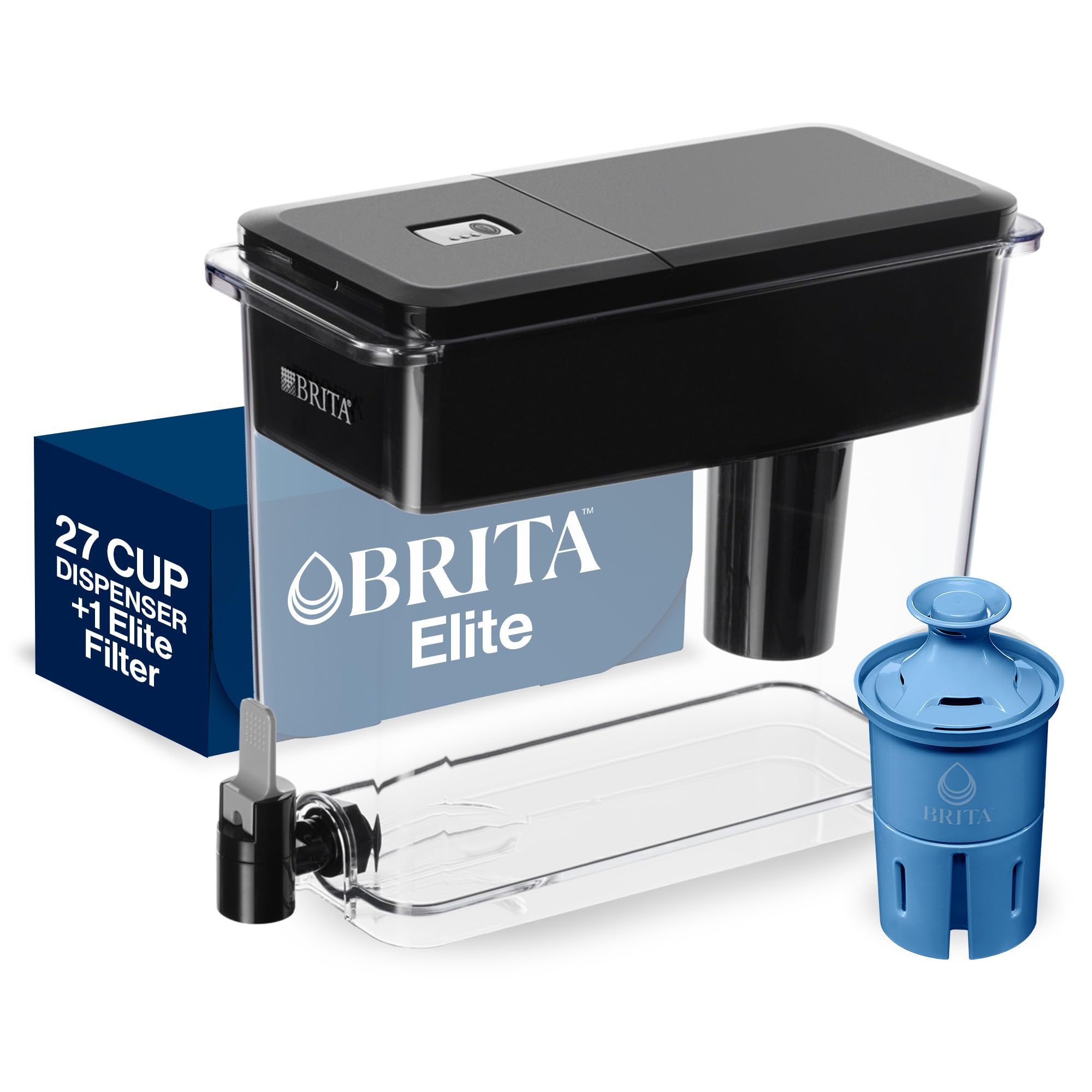 Brita Extra Large 27 Cup Filtered Water Dispenser with 1 Brita Elite Filter, Made Without BPA, UltraMax, Black 🍁 All In One Marketplace Canada